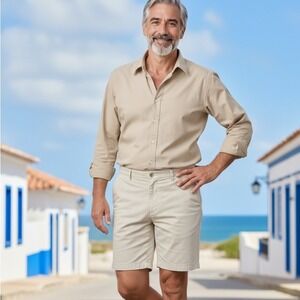 Tommy Bahama 36 Men's‎ Khaki Cotton Blend Cargo Shorts Stretch Comfy Preppy